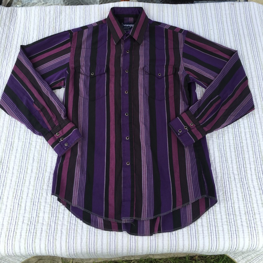 Wrangler 15 1/2 (34) Multicolor Black Button Down